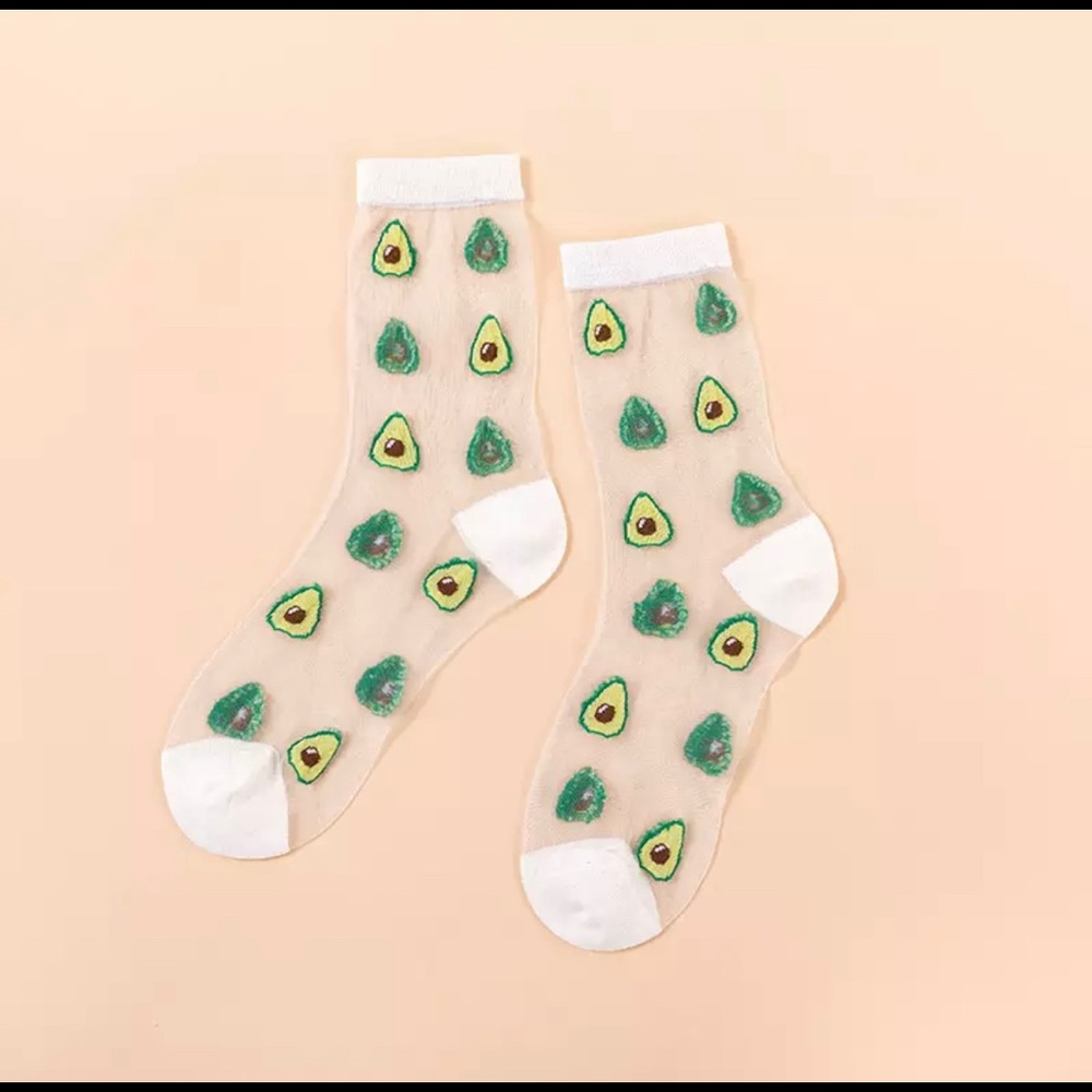 Transparent Casual Socks with Avocado print 🥑